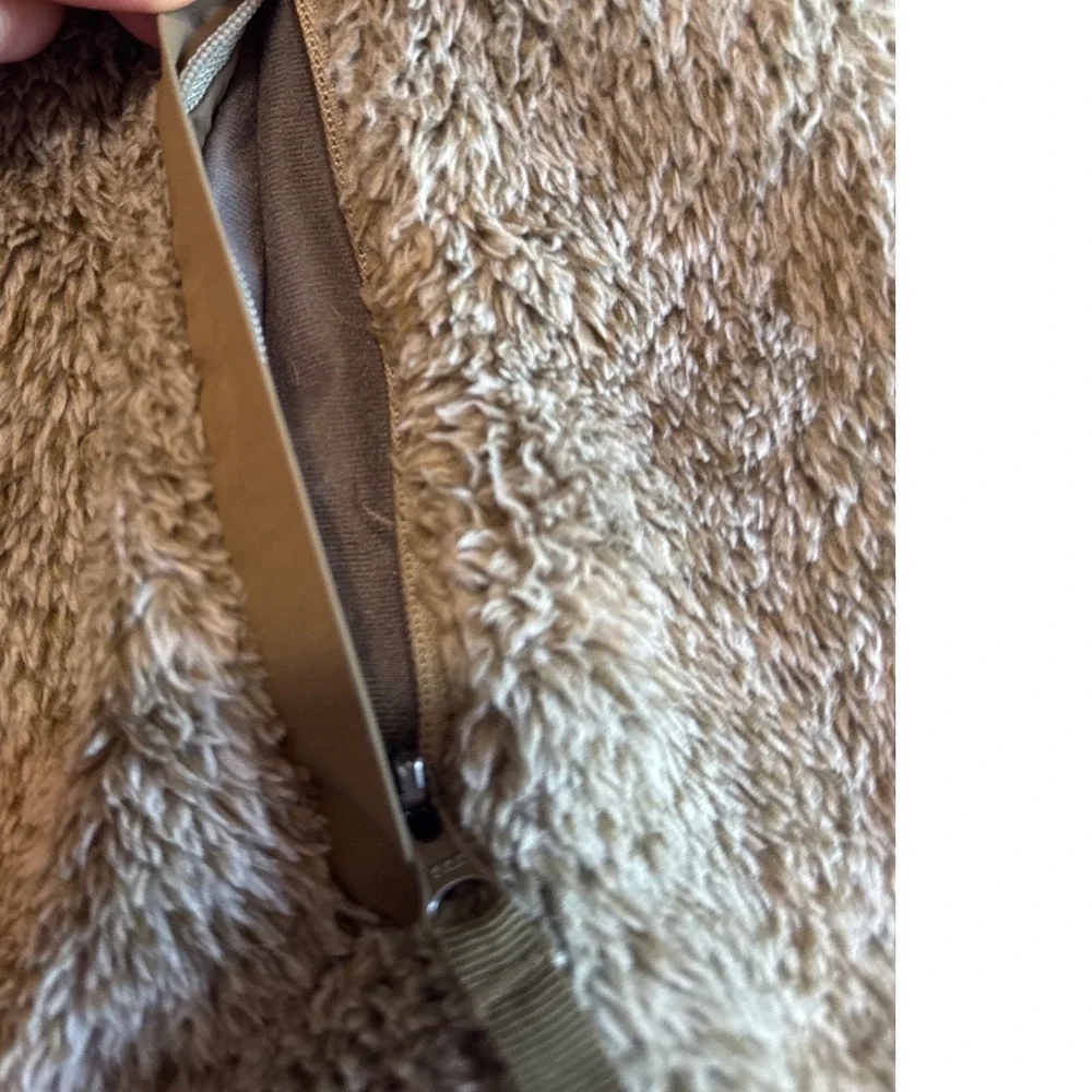 L.L.Bean Hi-Pile Fleece Jacket Mens Large Taupe Excellent‎ Elbow Patch Full Zip